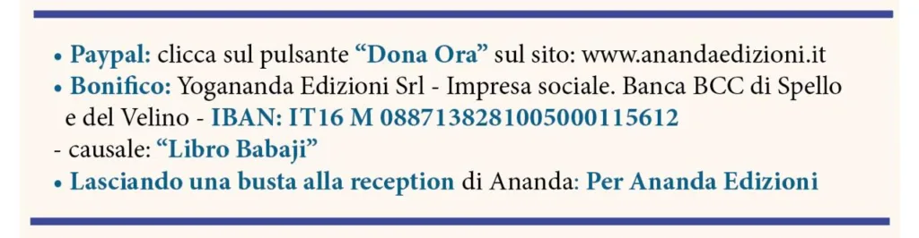 Specchietto risassuntivo informazioni per donazione