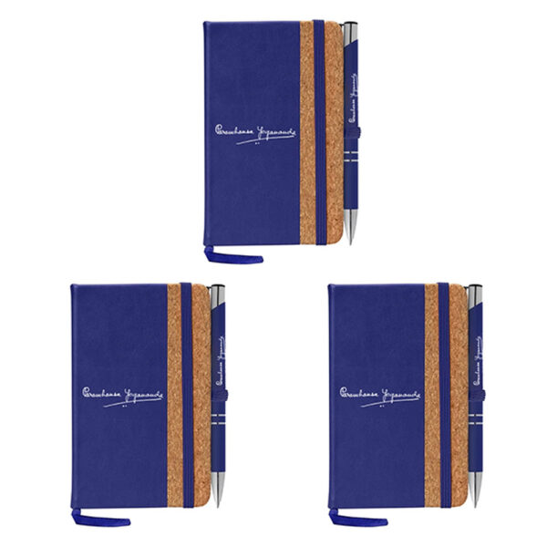 Taccuino royal blu e sughero con raffinata penna "Paramhansa Yogananda" - immagine 3