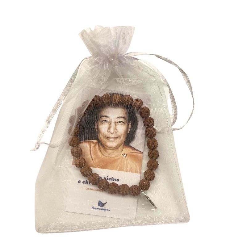 Bracciale di Rudraksha con Fiore di Loto