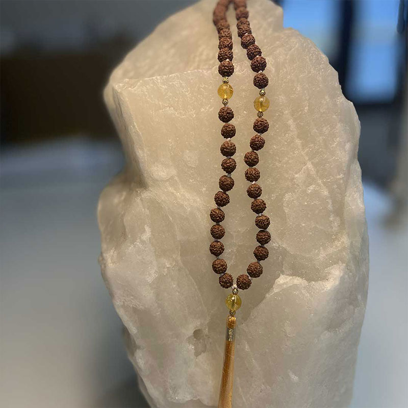 Mala Indiano di Rudraksha e Citrino