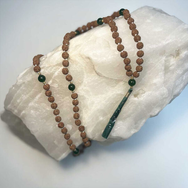 Mala Indiano di Rudraksha e Onice Verde - immagine 3