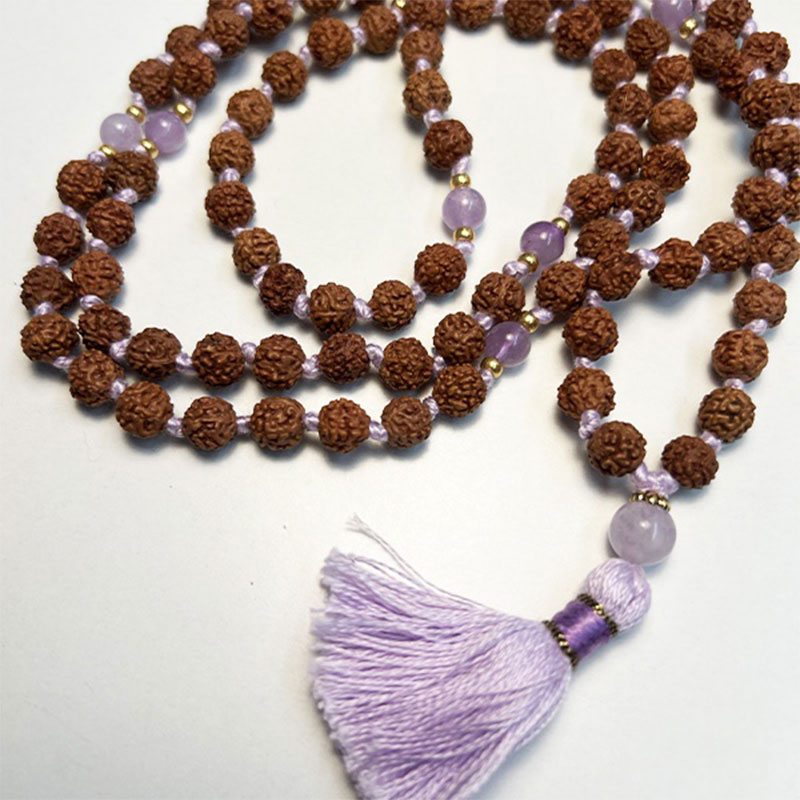 Kriya Mala di Rudraksha e Ametista lavanda