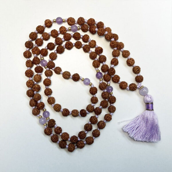 Kriya Mala di Rudraksha e Ametista lavanda - immagine 2