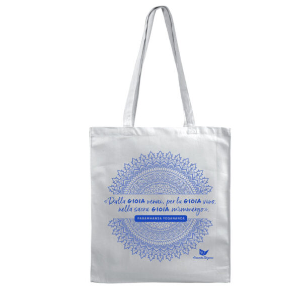 Borsa "Yogananda" in cotone bianco con mandala