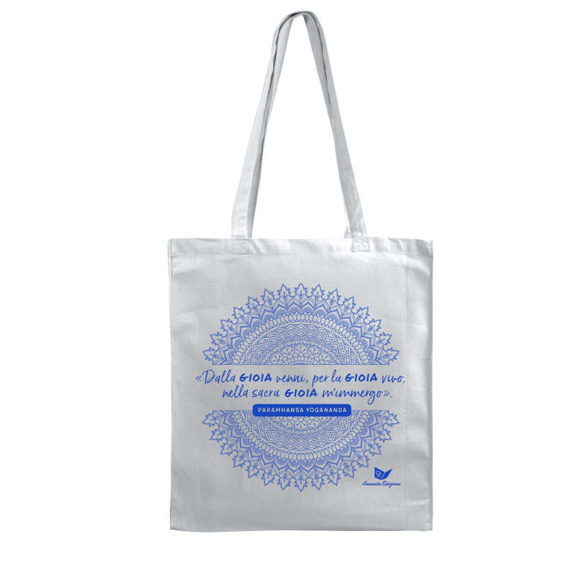 Borsa "Yogananda" in cotone bianco con mandala